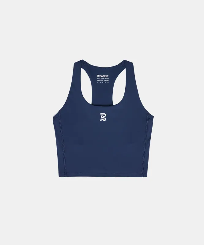 Stamina™ Scoop Neck Race Crop - NY Navy sold by Bandit Running