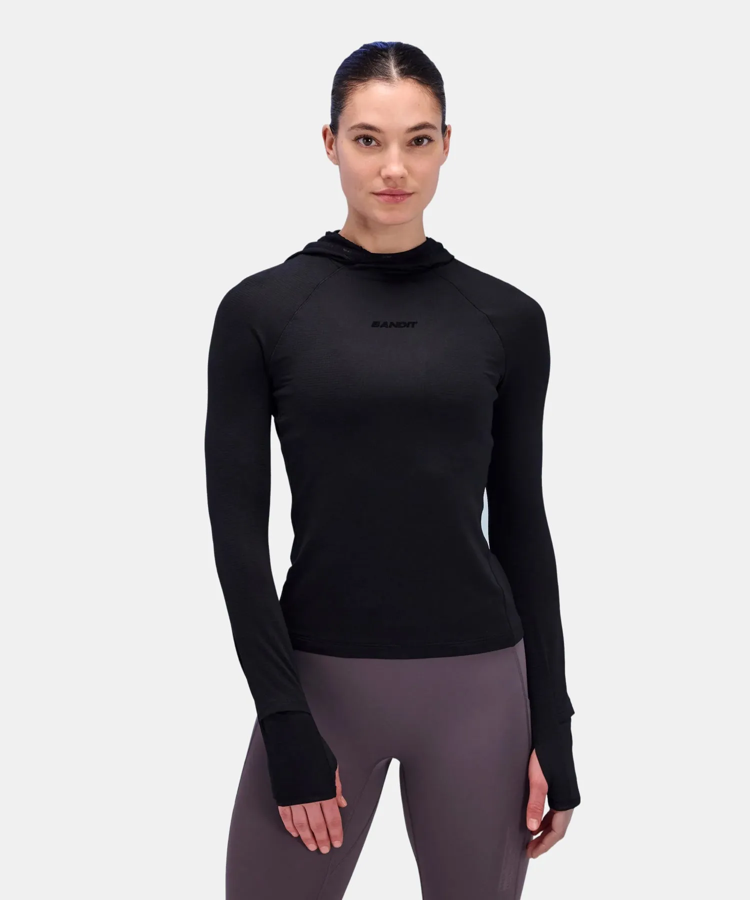 Women's AuraGrid™ Hooded Performance Top - Black sold by Bandit Running product image thumbnail 2