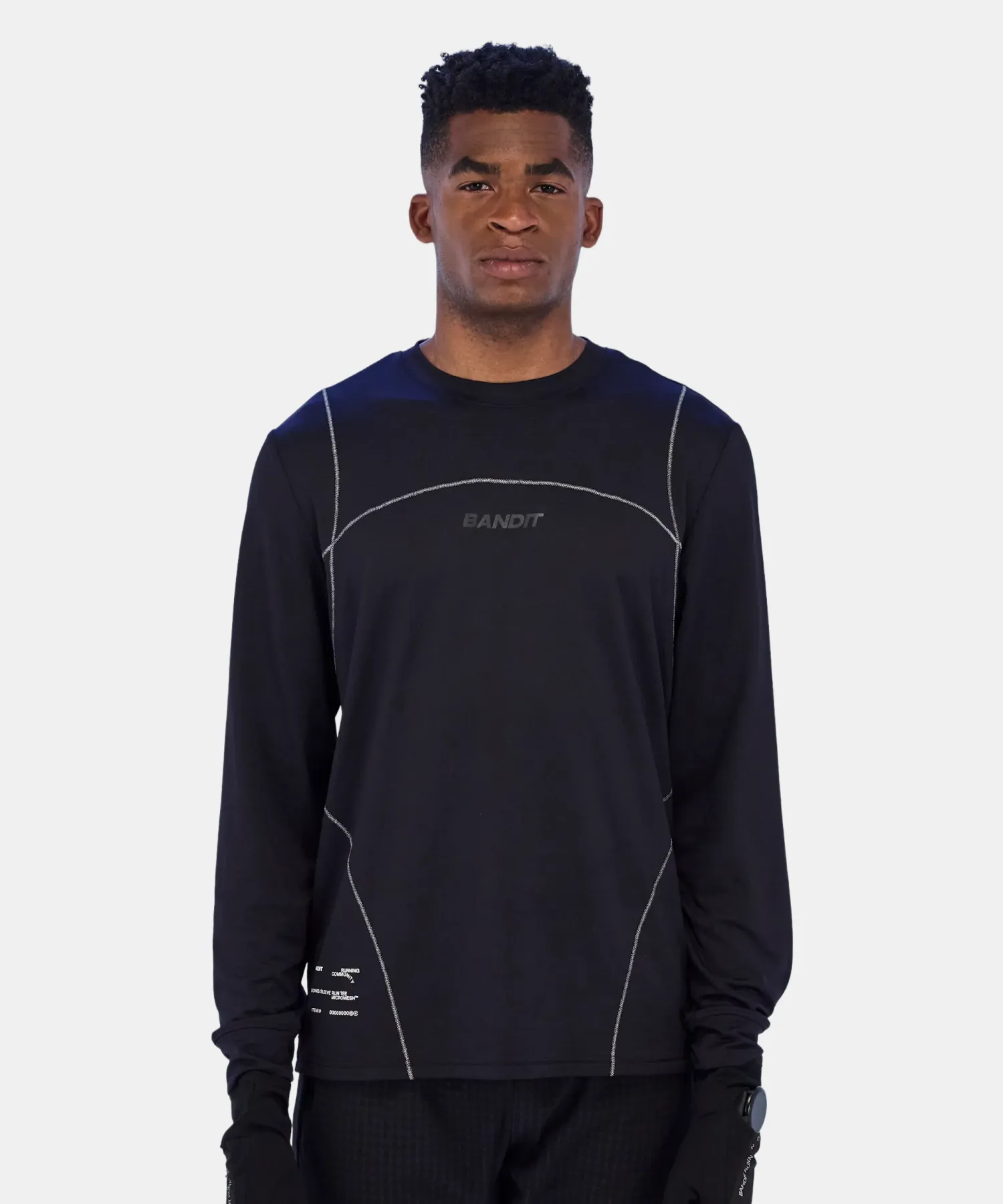 Men's Micromesh™ Reflecto Stitch™ Long Sleeve Tee - Black sold by Bandit Running product image thumbnail 2