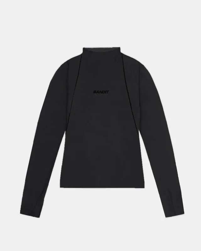 Women's AuraGrid™ Mockneck Performance Top - Black sold by Bandit Running