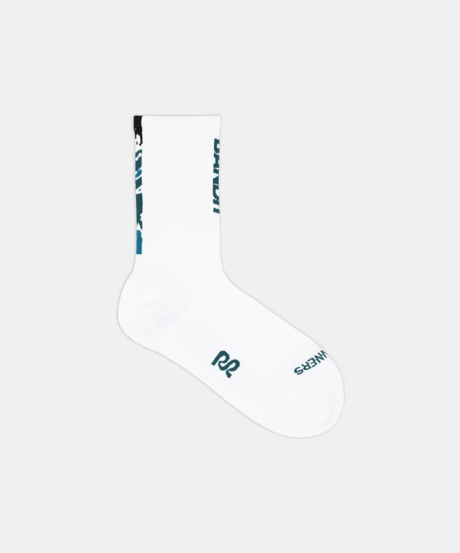 Lite Run™ Quarter Socks "Vertical Bandit" - White / Storm (2 Pack) sold by Bandit Running