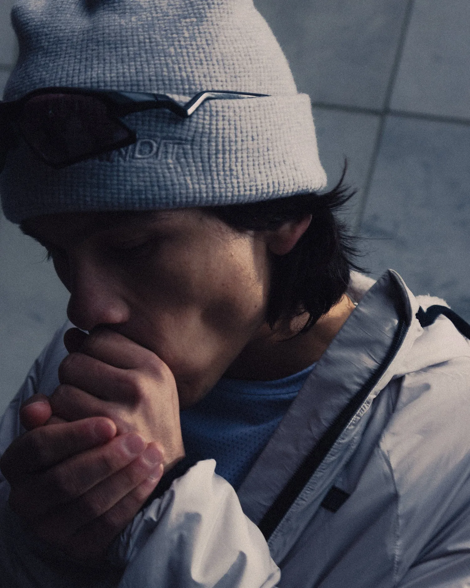 Embroidered Waffle Logo Beanie - Heather Grey sold by Bandit Running product image thumbnail 2