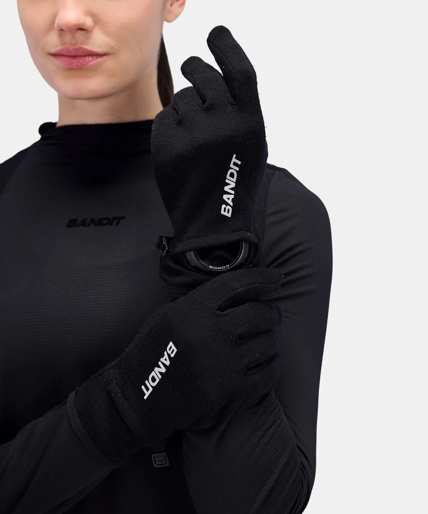 Merino Performance Gloves, Unisex - Black sold by Bandit Running product image thumbnail 2