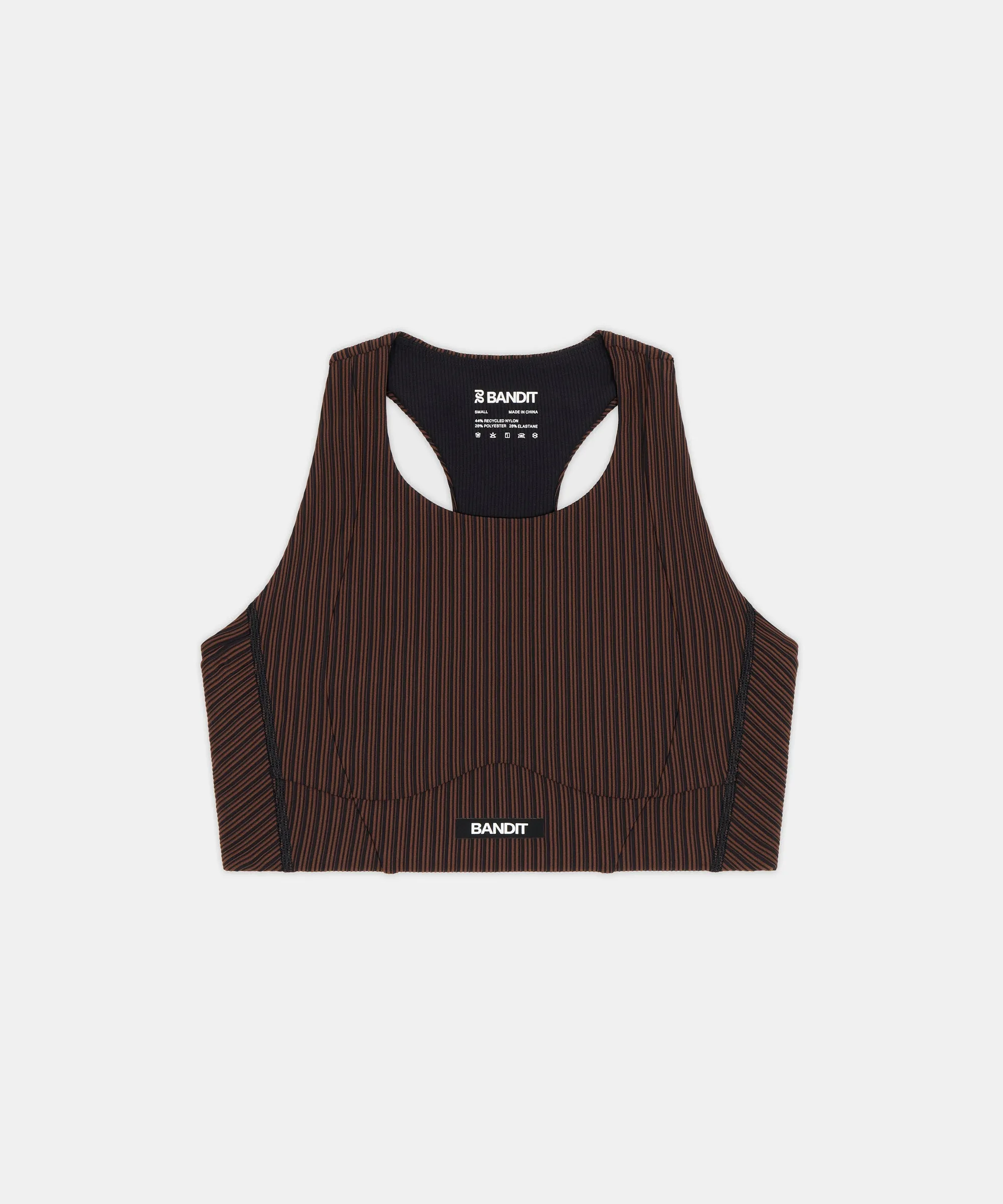 Women's Striped Cadence™ Longline Bra - Cacao / Black sold by Bandit Running