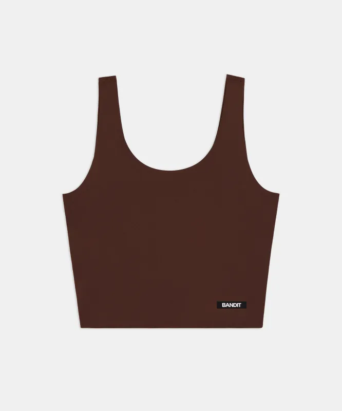 Women's Adapto™ Scoopneck Distance Tank - Cacao sold by Bandit Running