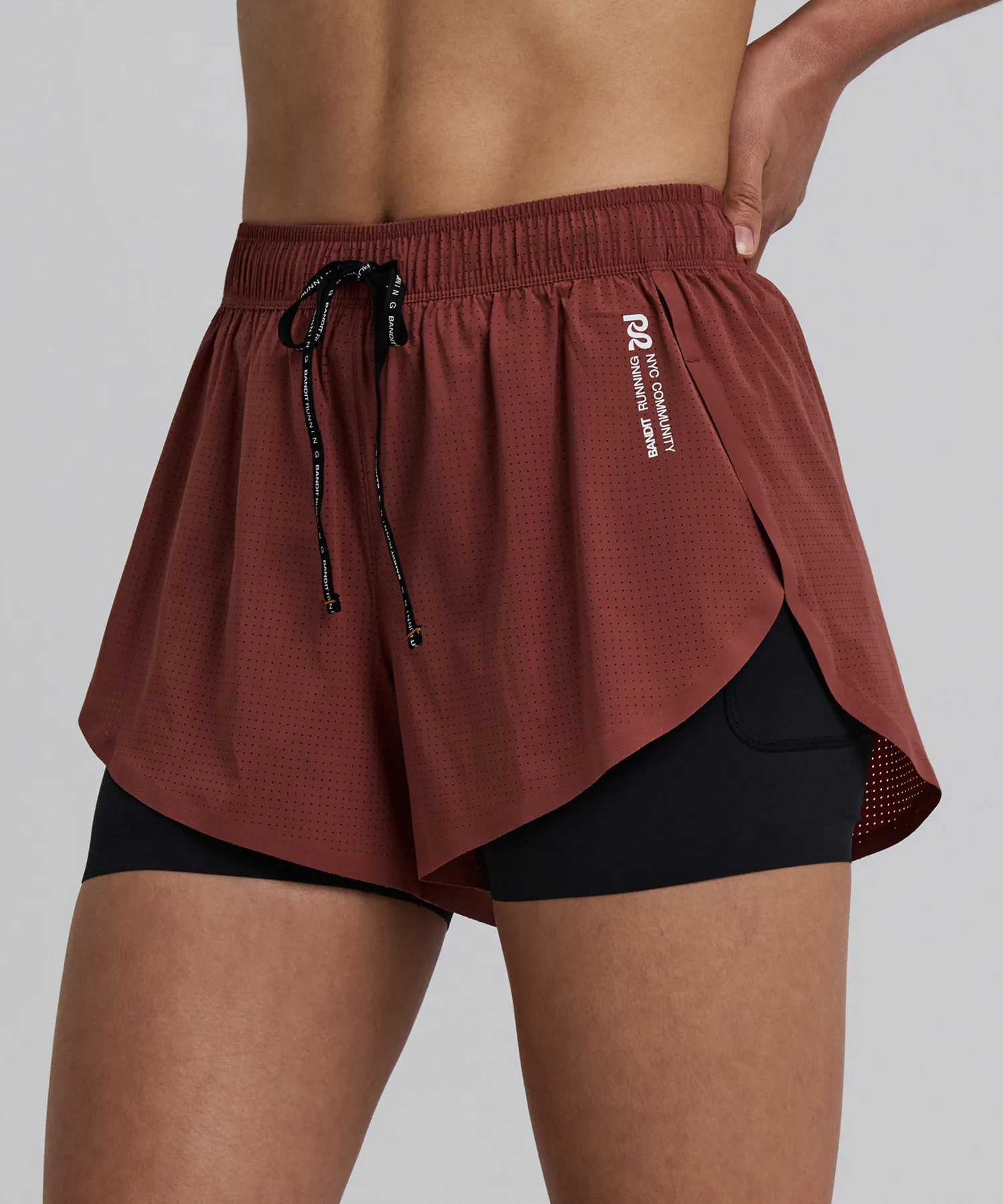 Women's Vento™ 2-in-1 Run Short - Mahogany / Black sold by Bandit Running product image thumbnail 2