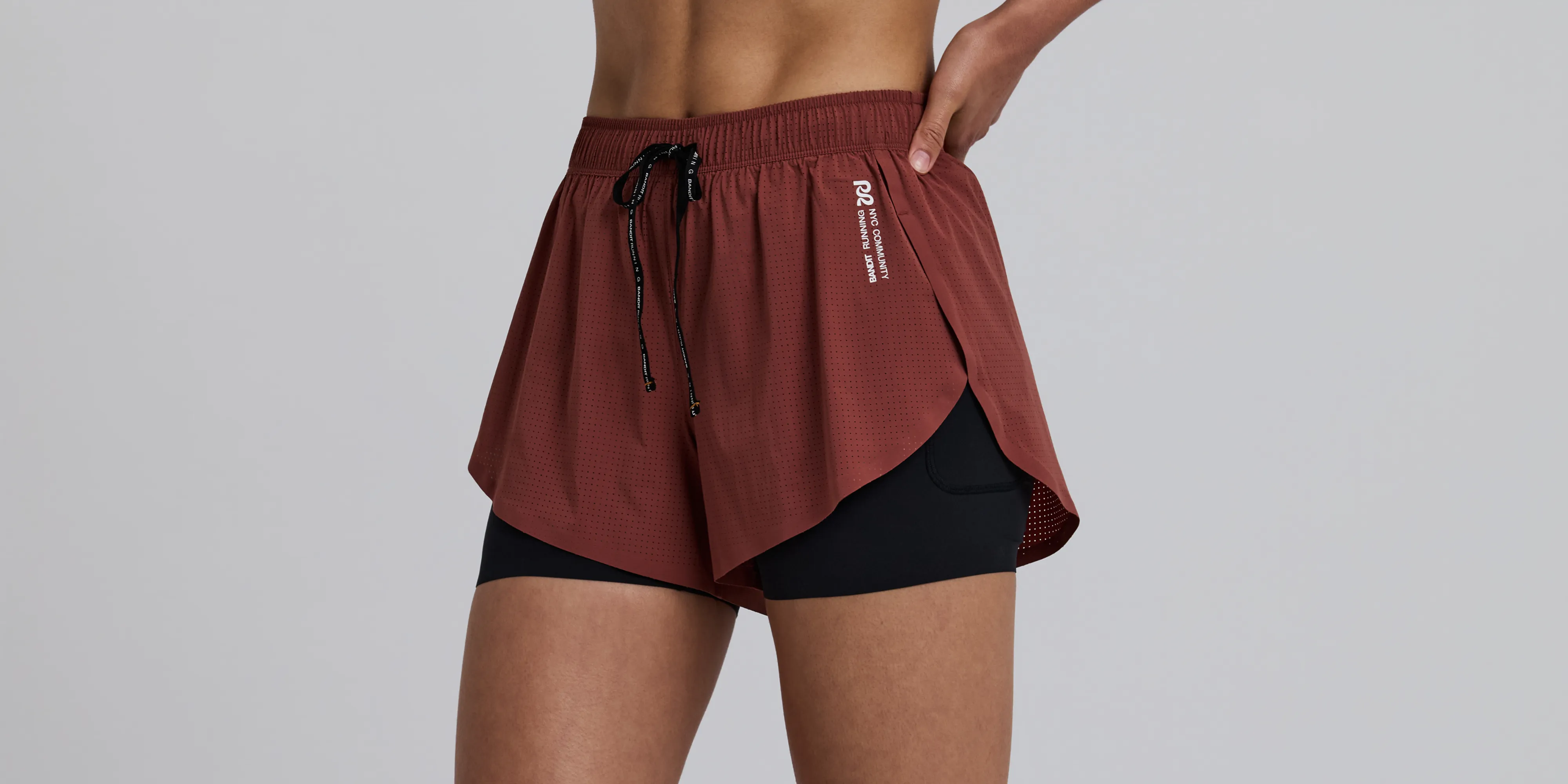 Women's Vento™ 2-in-1 Run Short - Mahogany / Black sold by Bandit Running product image thumbnail 3