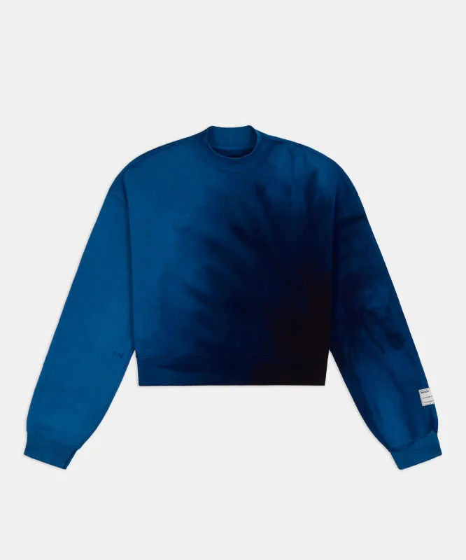 Women's Cropmock Pullover - Aegean Blue Wave Print made by Bandit Running