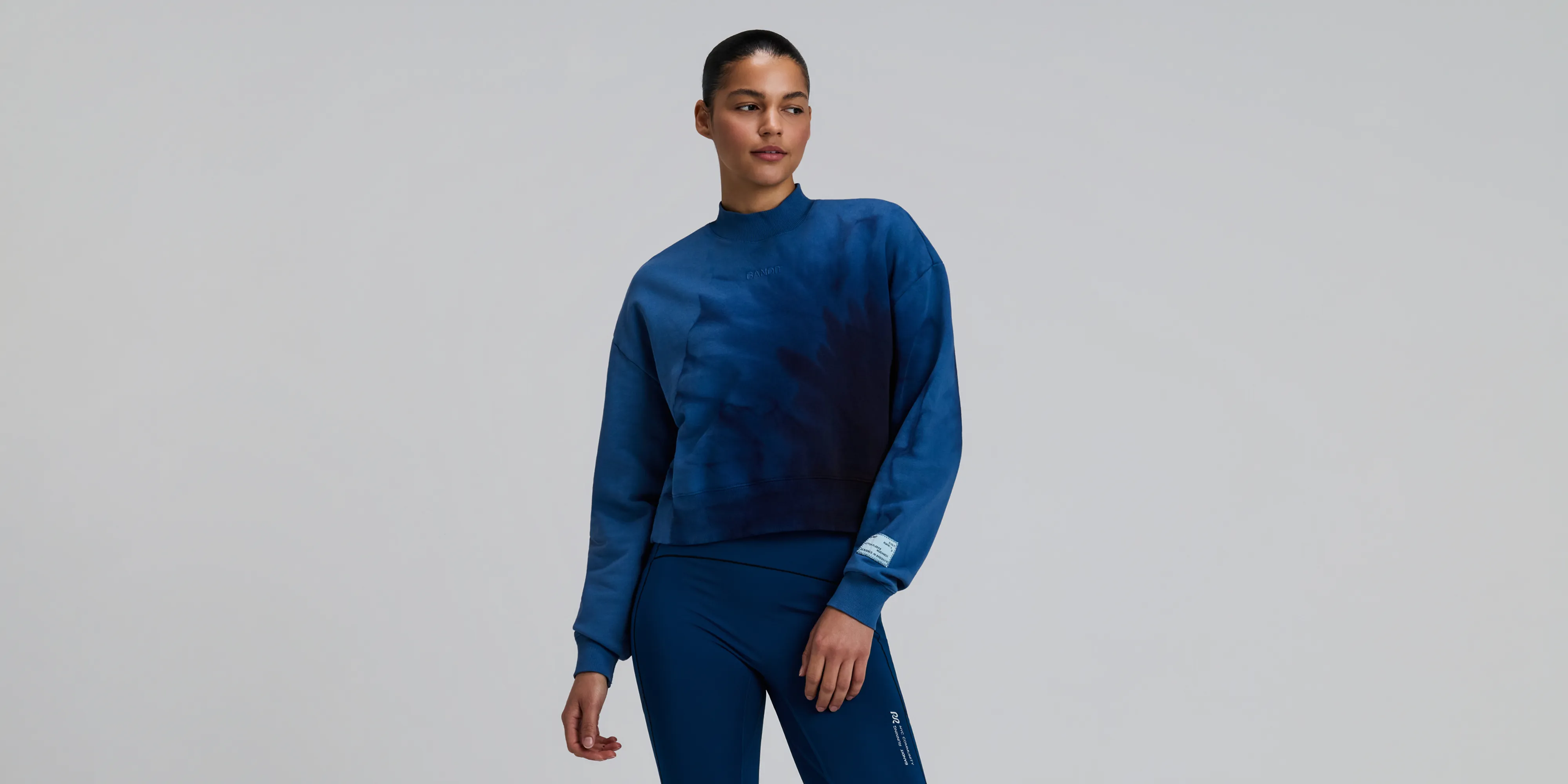 Women's Cropmock Pullover - Aegean Blue Wave Print sold by Bandit Running product image thumbnail 3