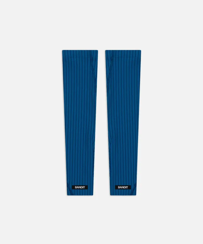 Striped Cadence™ Compression Sleeves - Ink Blue / Aegean made by Bandit Running