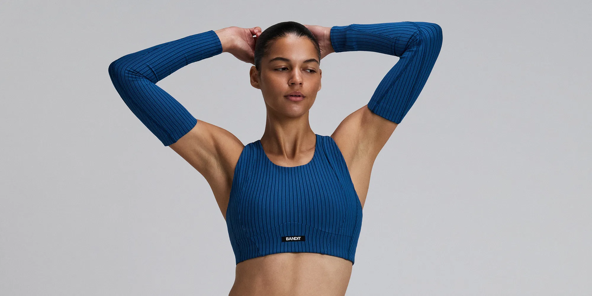 Striped Cadence™ Compression Sleeves - Ink Blue / Aegean sold by Bandit Running product image thumbnail 3