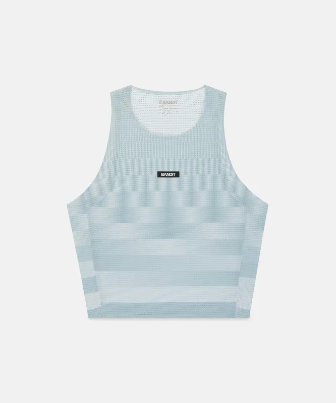 Women's GeoMesh™ Lightweight Race Singlet - Growing Grid - Lagoon / Mist made by Bandit Running