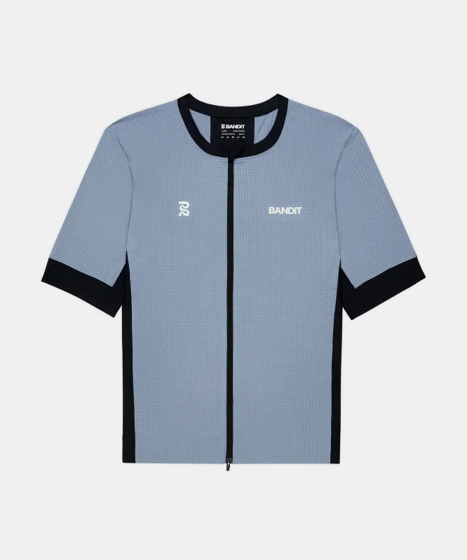 Men's GeoMesh™ 2-Way Zip Race Top - Steel Horizon made by Bandit Running