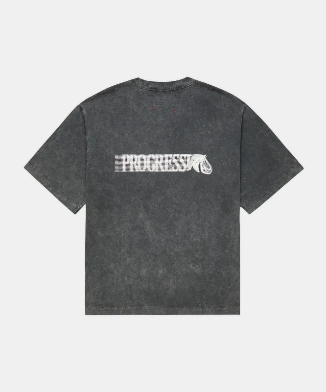 Unisex Heavyweight Cotton Box Tee - Black Chroma Wash made by Bandit Running