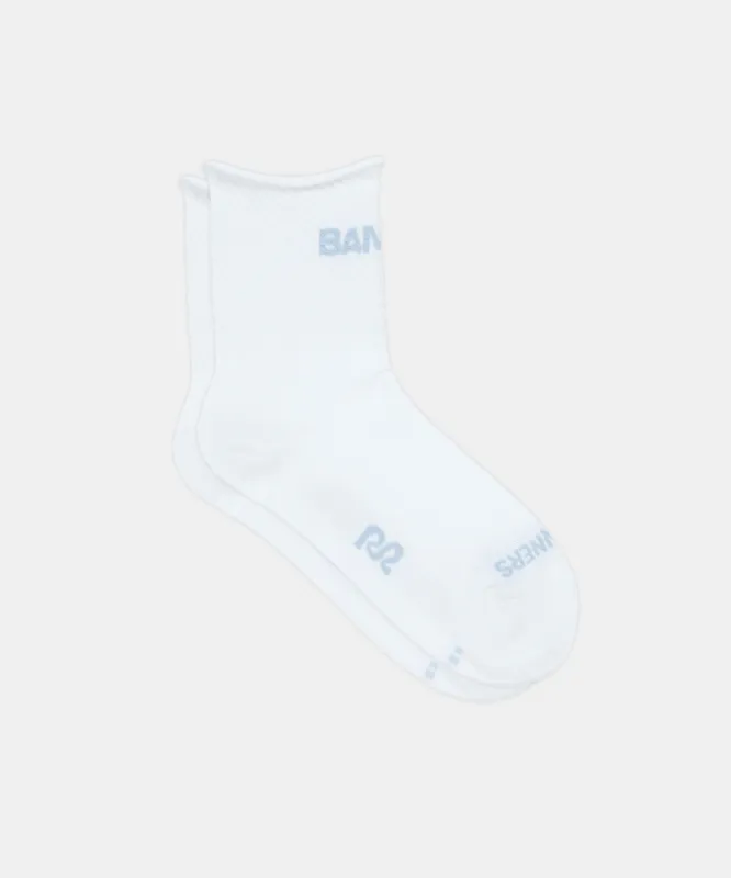 Lite Run™ Ribbed Quarter Sock - White with Pavilion Blue (2 Pack) made by Bandit Running
