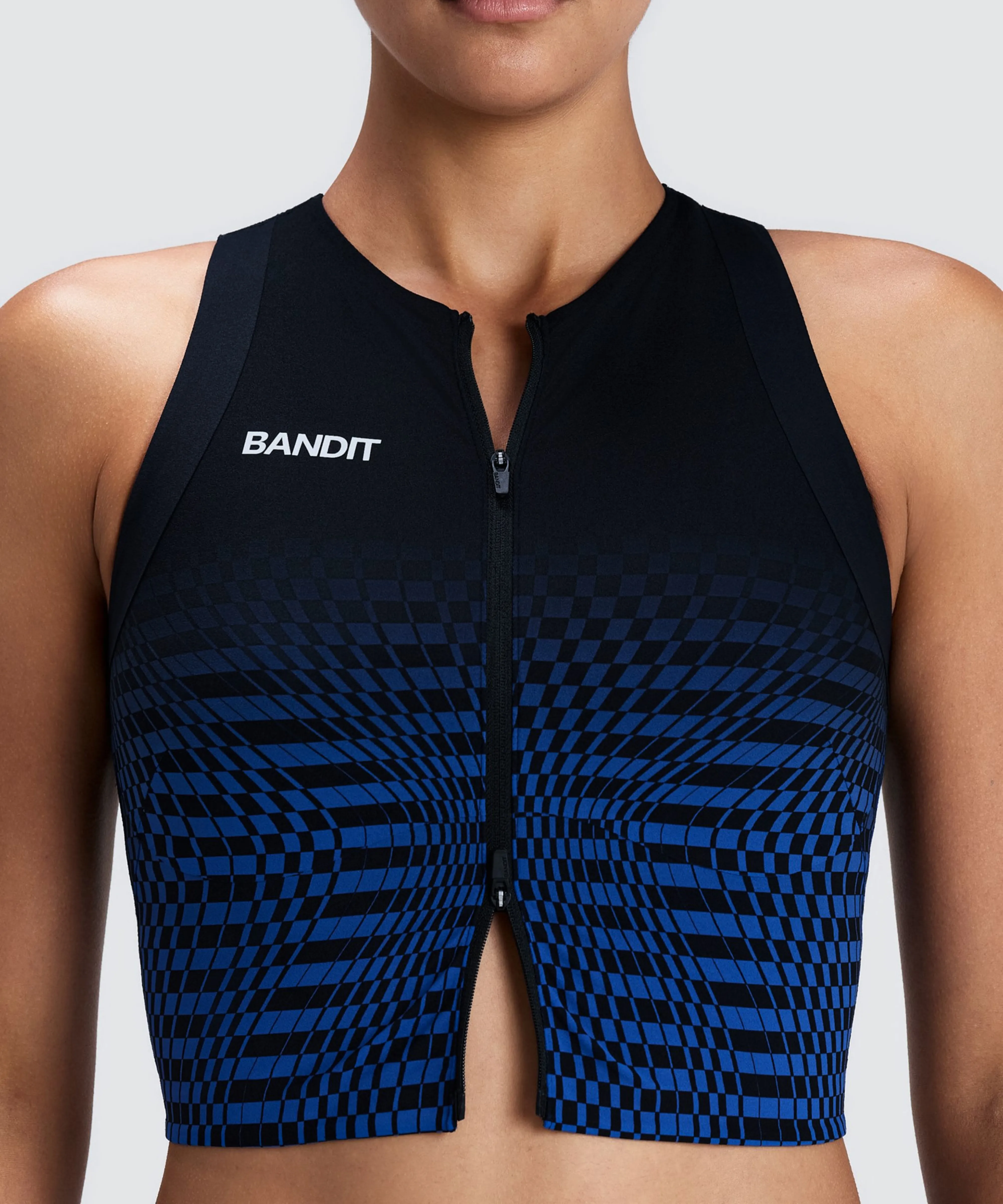 Women's Adapto™ 2-Way Zip Race Crop - Bauhaus Blue sold by Bandit Running product image thumbnail 2