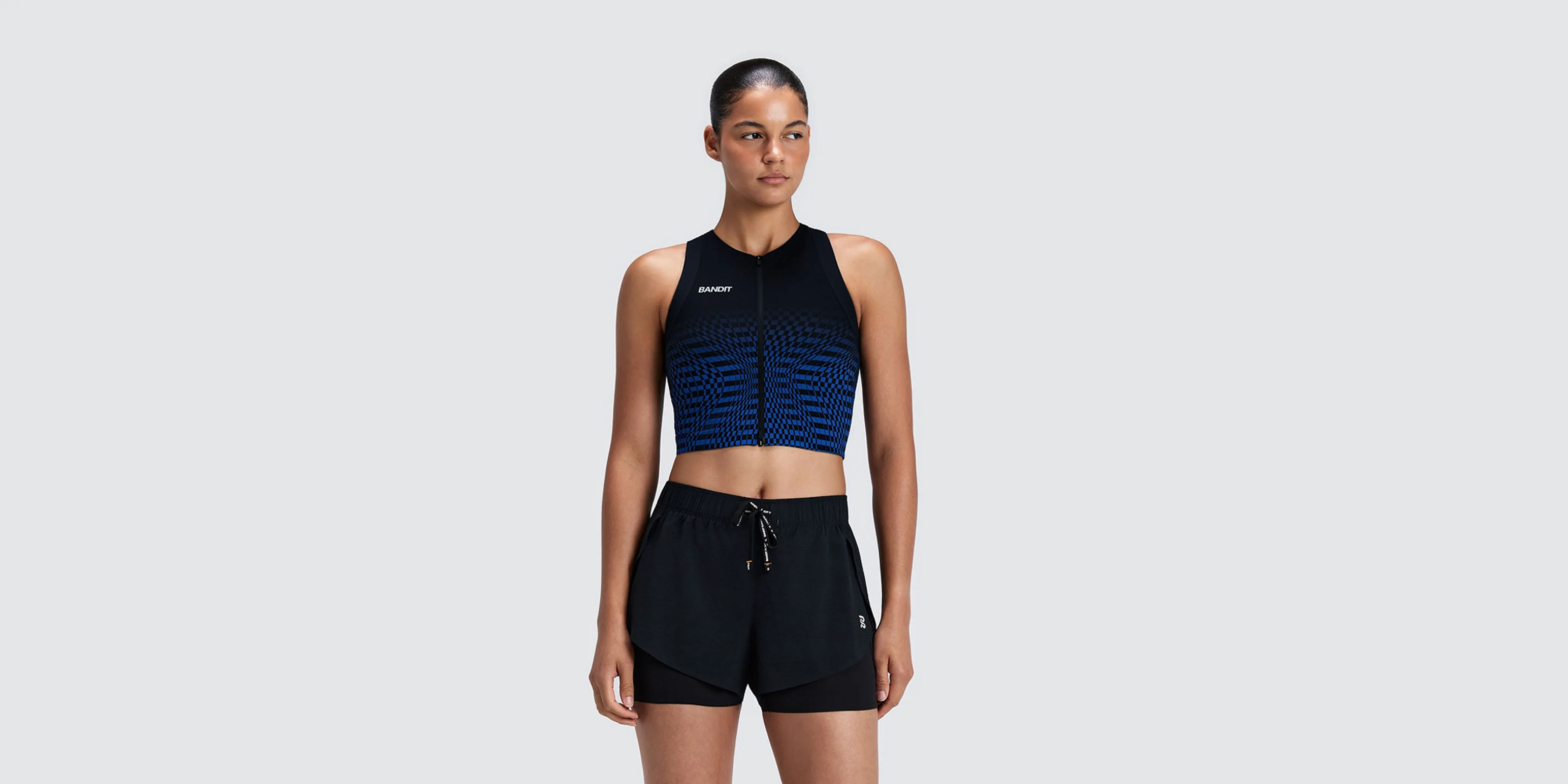 Women's Adapto™ 2-Way Zip Race Crop - Bauhaus Blue sold by Bandit Running product image thumbnail 3