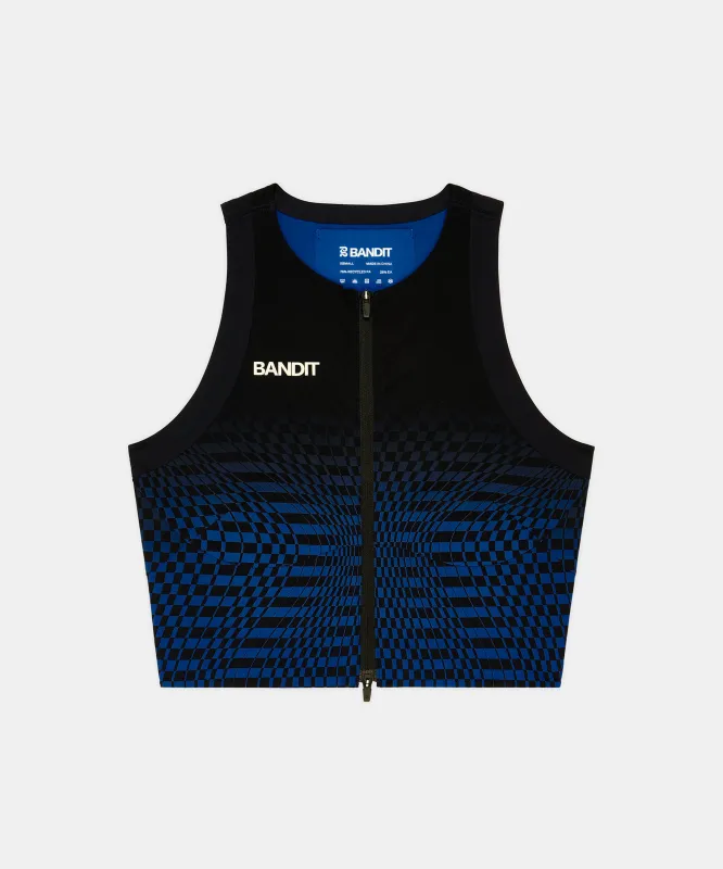 Women's Adapto™ 2-Way Zip Race Crop - Bauhaus Blue made by Bandit Running