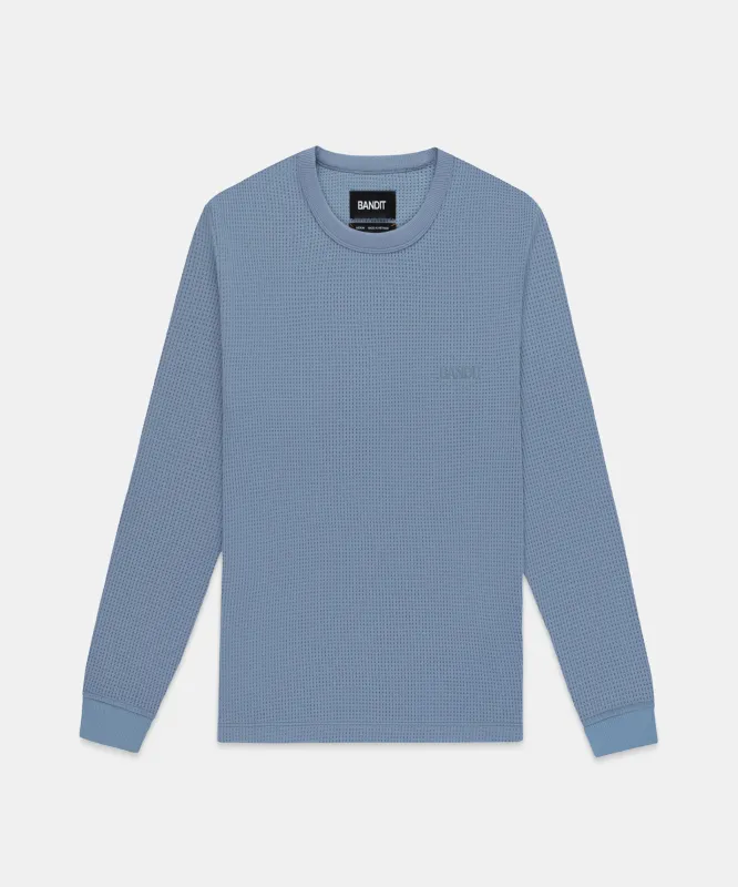 Men's Polartec® Waffle Long Sleeve - Steel Horizon made by Bandit Running