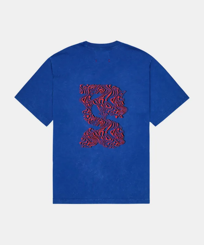 Unisex Cotton Tee - Melted Marble Current - Bauhaus Blue made by Bandit Running