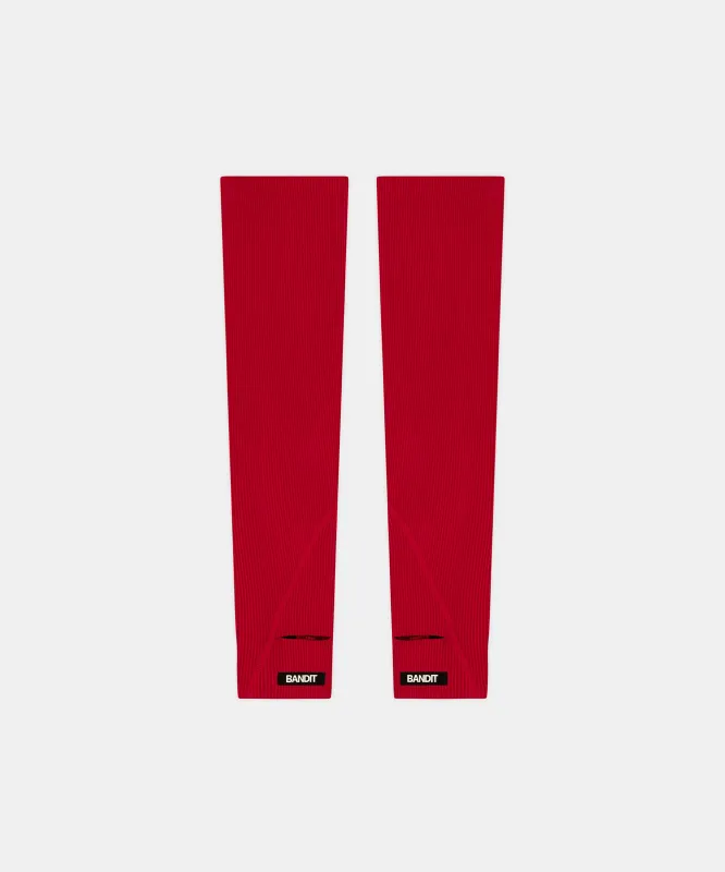 Striped Cadence™ Compression Sleeves - Oxide Red / Signal Red made by Bandit Running