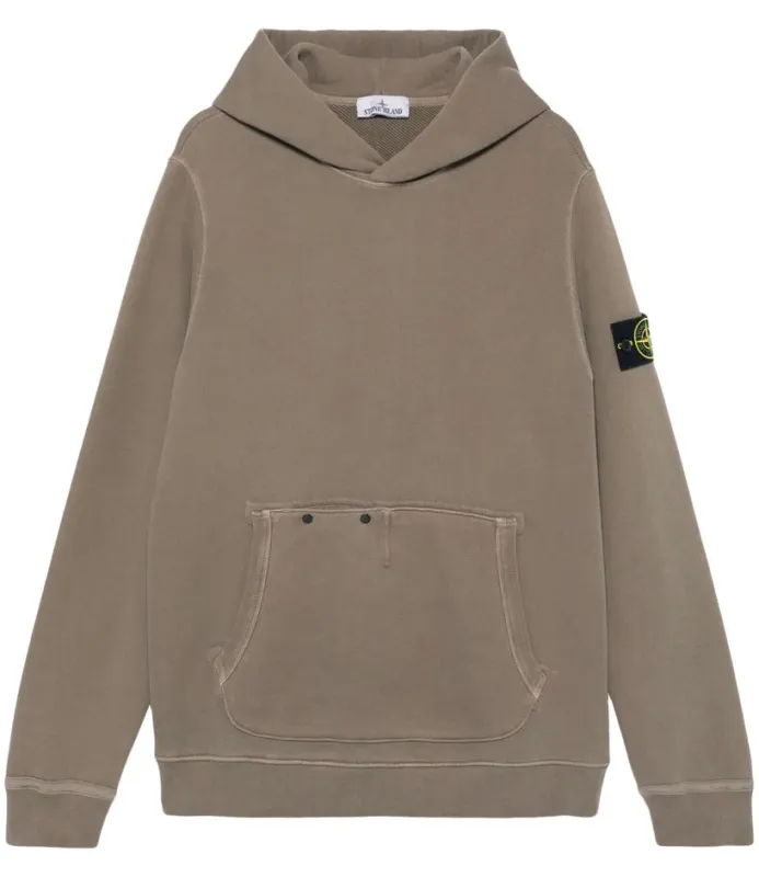 Stone Island 61041 Organic Cotton Diagonal Fleece 'Old' Effect Hoodie made by Stone Island