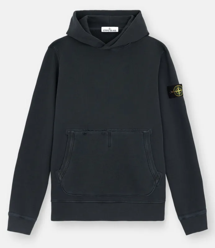 Stone Island 61041 Organic Cotton Diagonal Fleece 'Old' Effect Hoodie made by Stone Island
