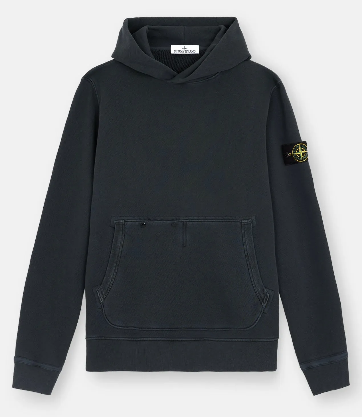 Stone Island 61041 Organic Cotton Diagonal Fleece 'Old' Effect Hoodie sold by Dynamite Terrace Menswear