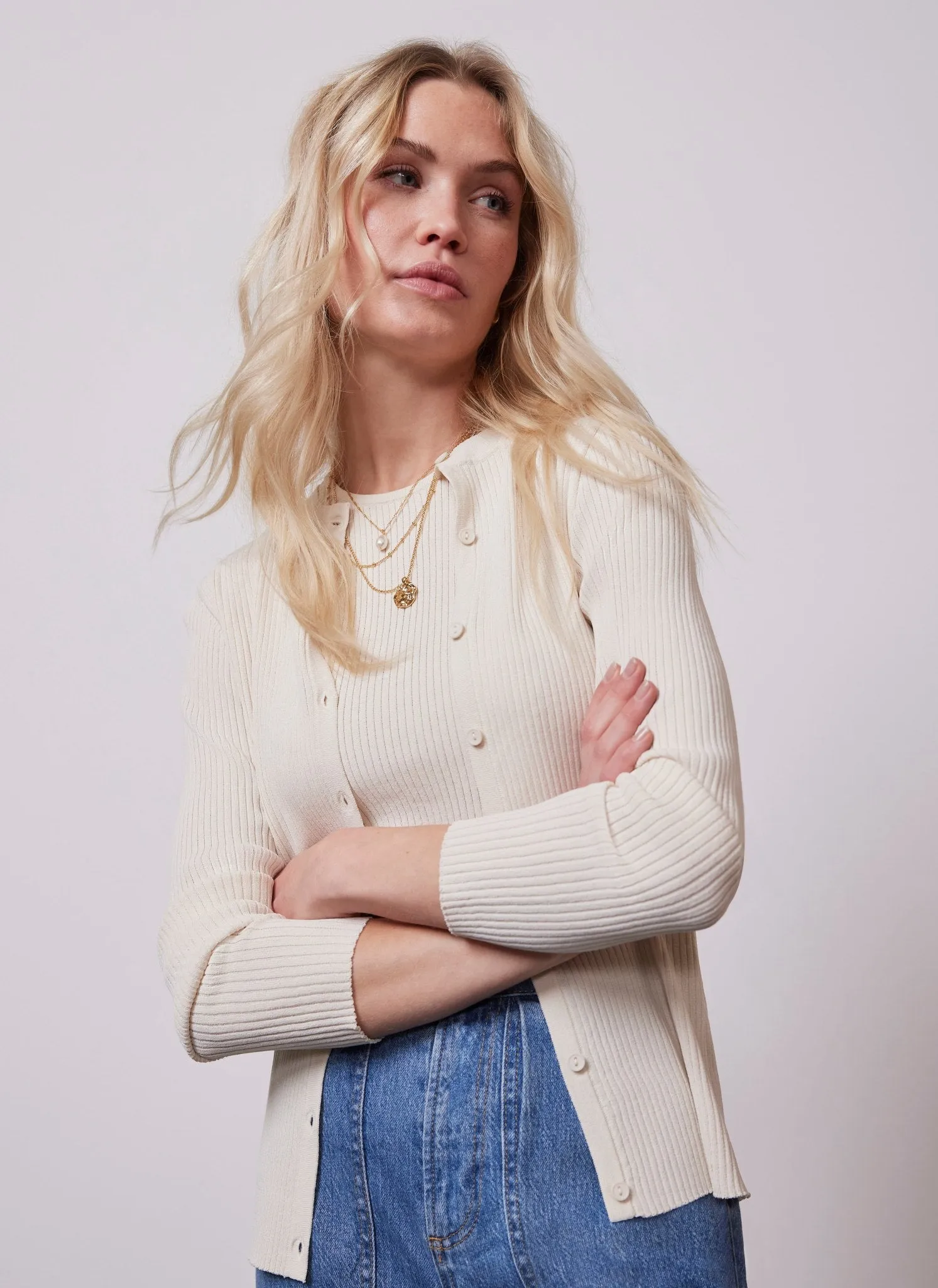 Cream Ribbed Cardigan sold by Mint Velvet product image thumbnail 3
