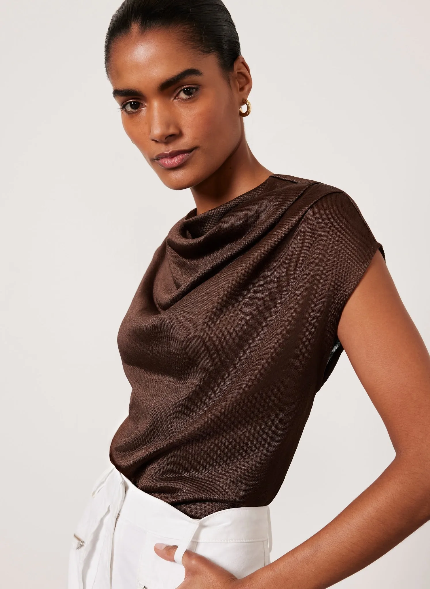 Brown Metallic Ruched Top sold by Mint Velvet product image thumbnail 4