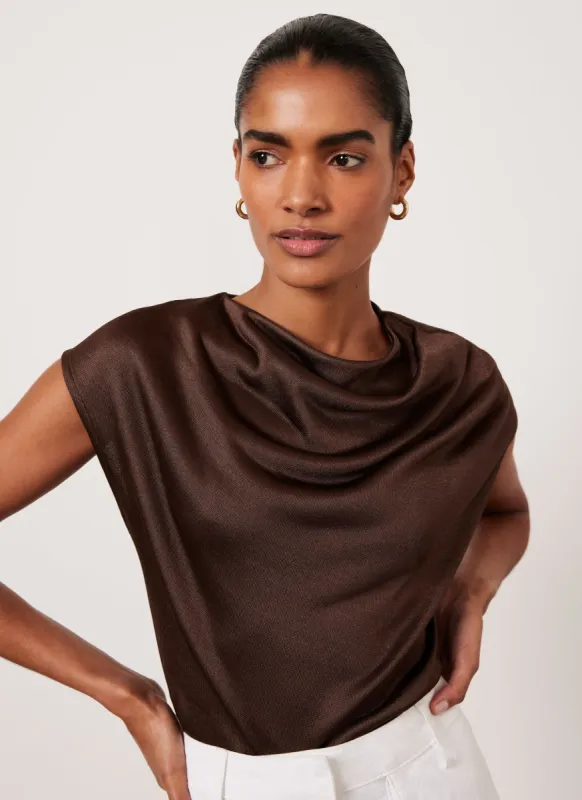 Brown Metallic Ruched Top sold by Mint Velvet
