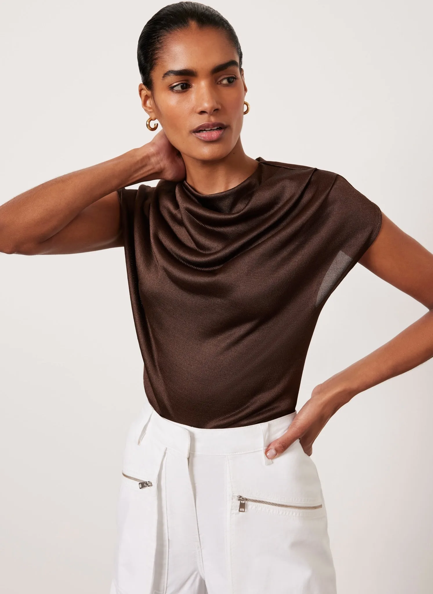 Brown Metallic Ruched Top sold by Mint Velvet product image thumbnail 3