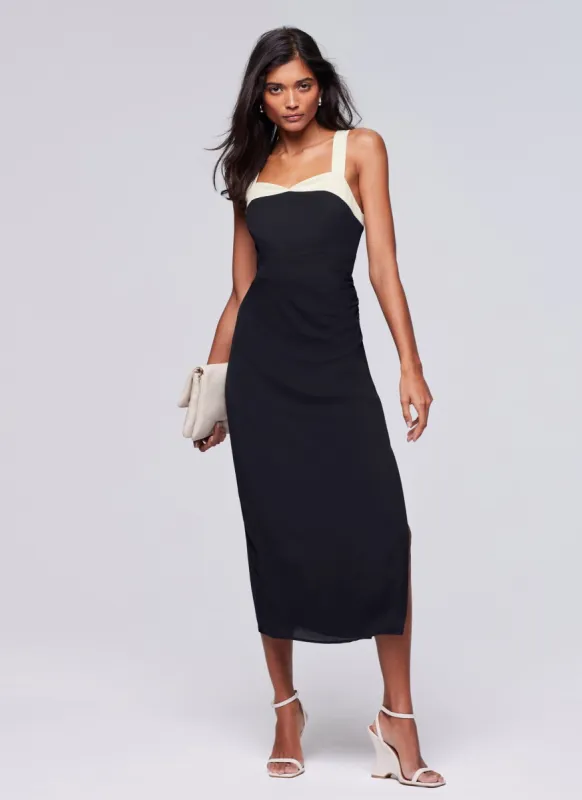 Navy Contrast Bustier Midi Dress sold by Mint Velvet