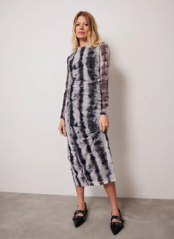 Grey Mesh Abstract Print Midi Dress sold by Mint Velvet