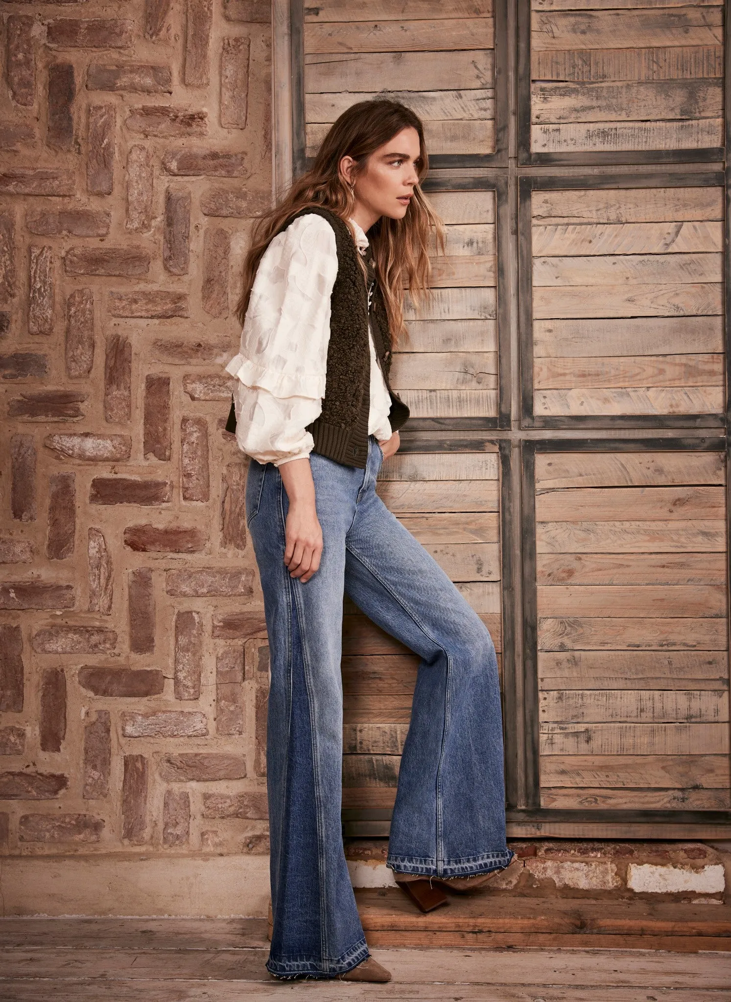 Khaki Boucle Cotton Blend Gilet sold by Mint Velvet product image thumbnail 4