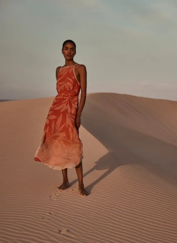 Orange Printed Halter Maxi Dress sold by Mint Velvet