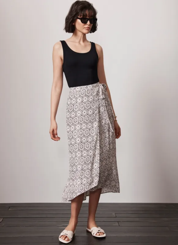 Neutral Print Wrap Skirt sold by Mint Velvet