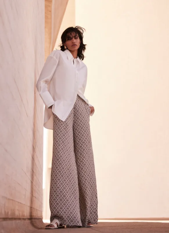 Brown Tile Print Wide Trousers sold by Mint Velvet