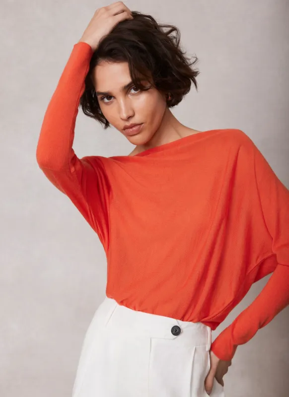 Orange Wool Blend Batwing Jumper sold by Mint Velvet