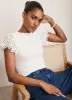 White Broderie Sleeve Top sold by Mint Velvet