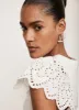 White Broderie Sleeve Top sold by Mint Velvet
