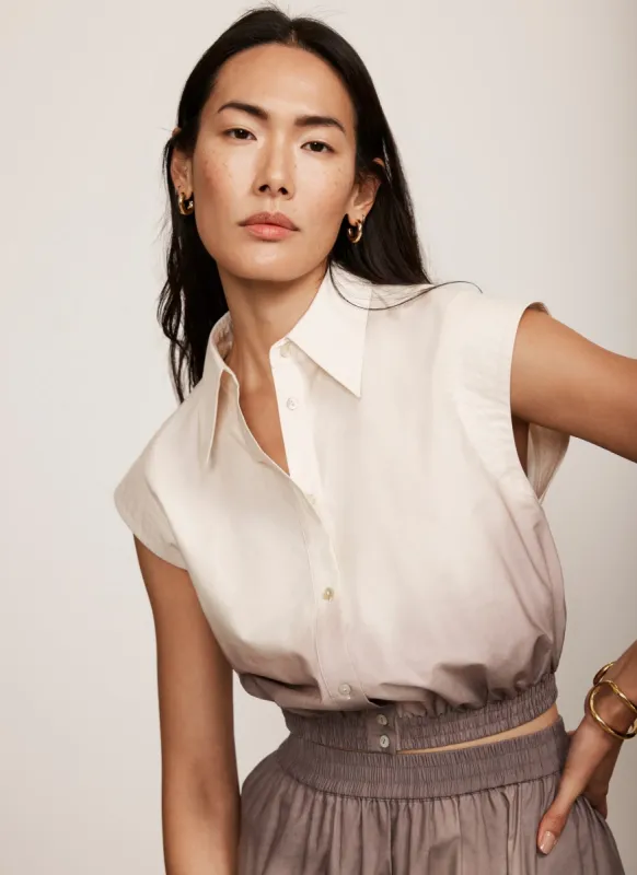Neutral Ombre Cotton Cropped Shirt sold by Mint Velvet