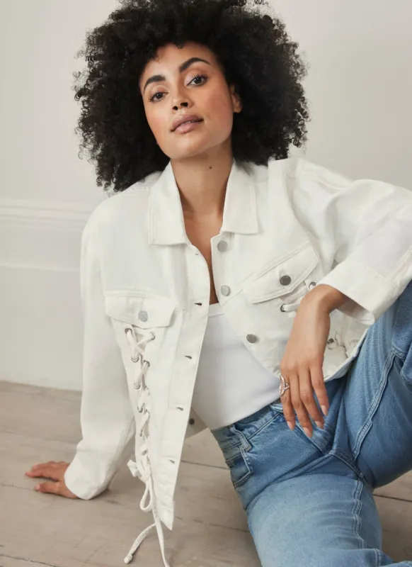 White Tie Detail Denim Jacket sold by Mint Velvet