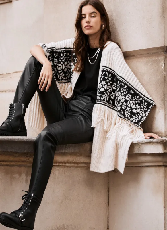 Cream Fringe Jacquard Cardigan sold by Mint Velvet