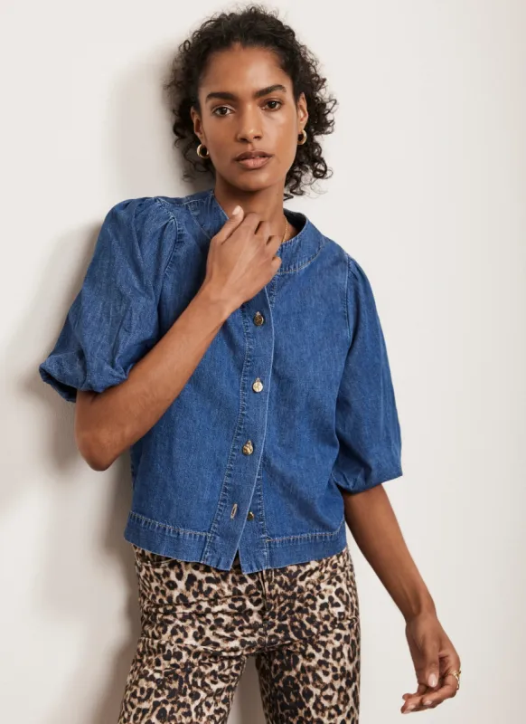 Indigo Puff Sleeve Denim Top sold by Mint Velvet