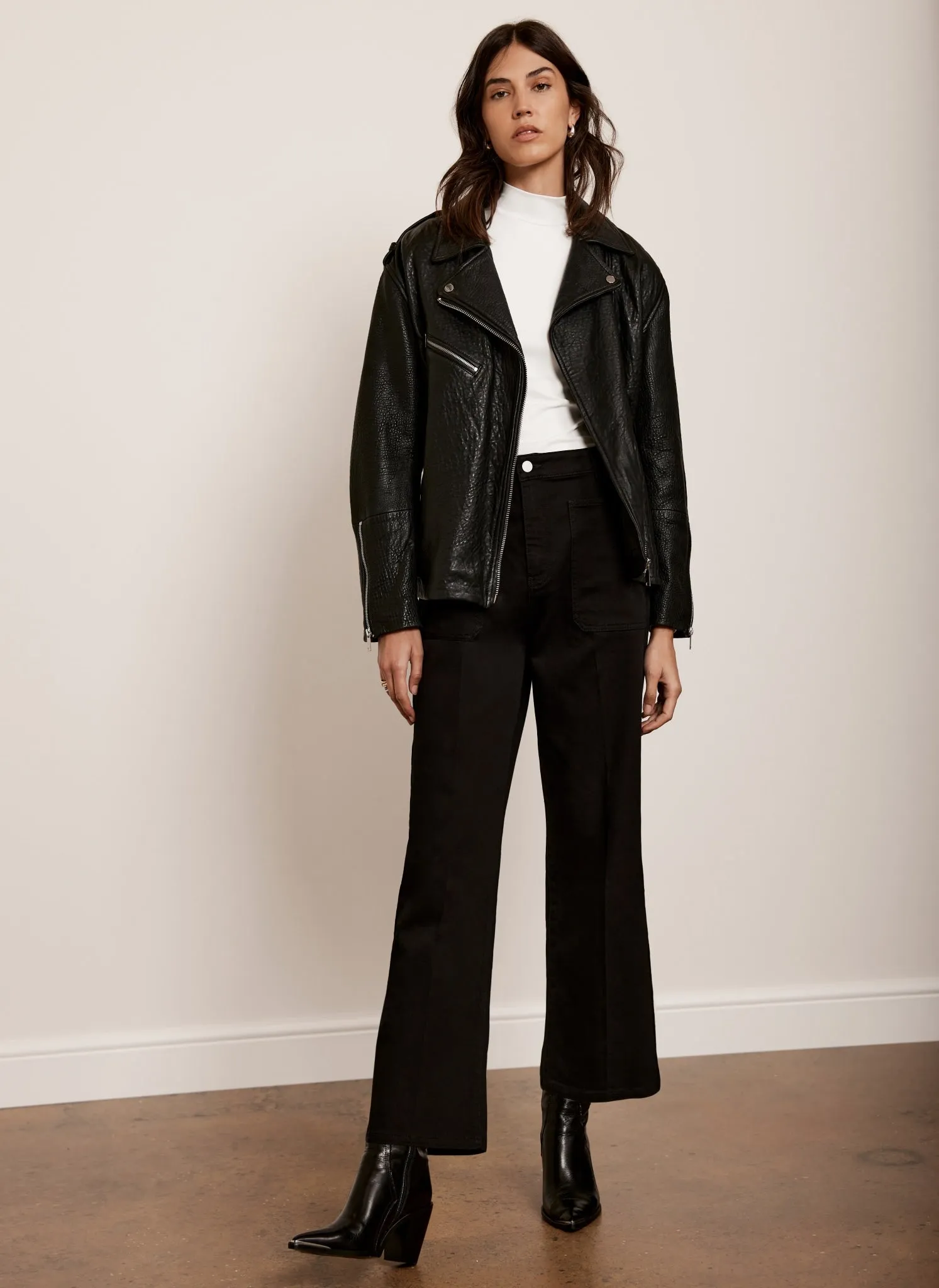 Black Cropped Wide Jeans sold by Mint Velvet