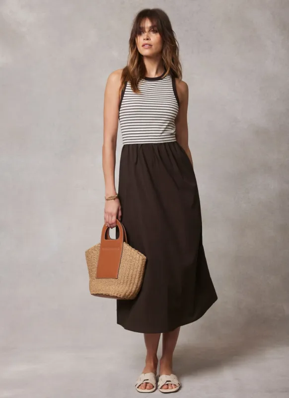Brown Stripe Jersey Midi Dress sold by Mint Velvet