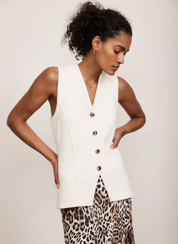 White Longline Knit Waistcoat sold by Mint Velvet