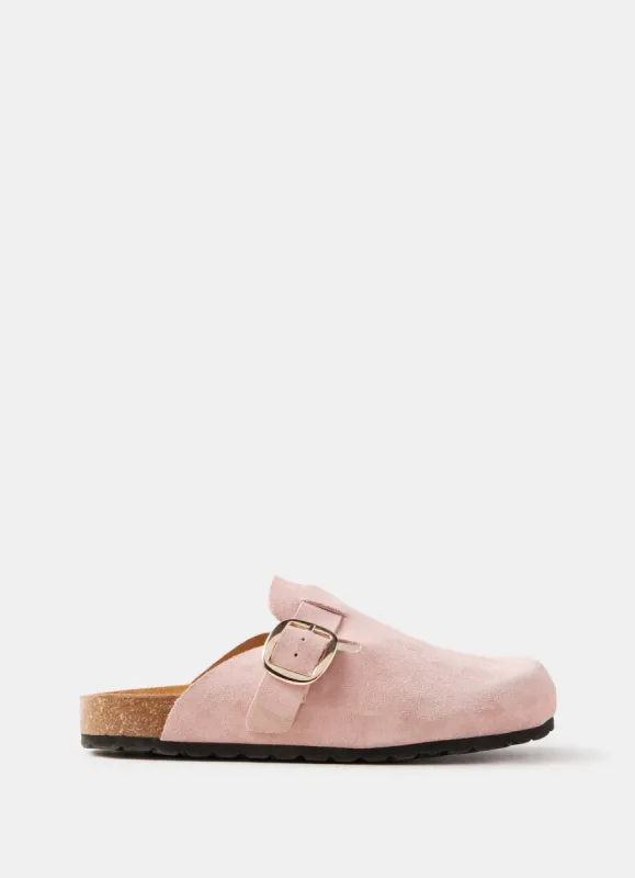 Pink Suede Buckled Clogs sold by Mint Velvet