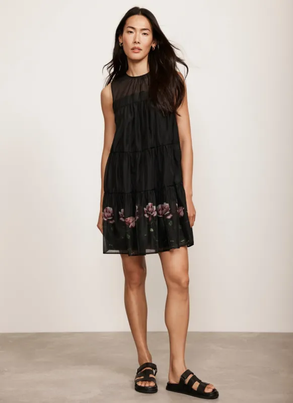 Black Floral Print Mini Dress sold by Mint Velvet